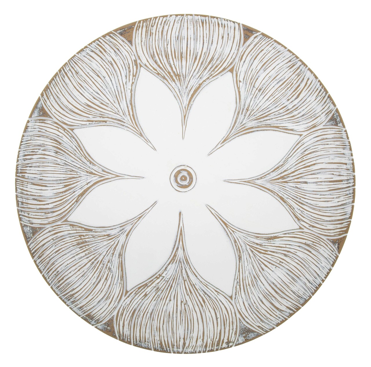 Platou decorativ, Atene, Mauro Ferretti, Ø35.5 x 4.4 cm, polirasina, alb antic - imagine 5